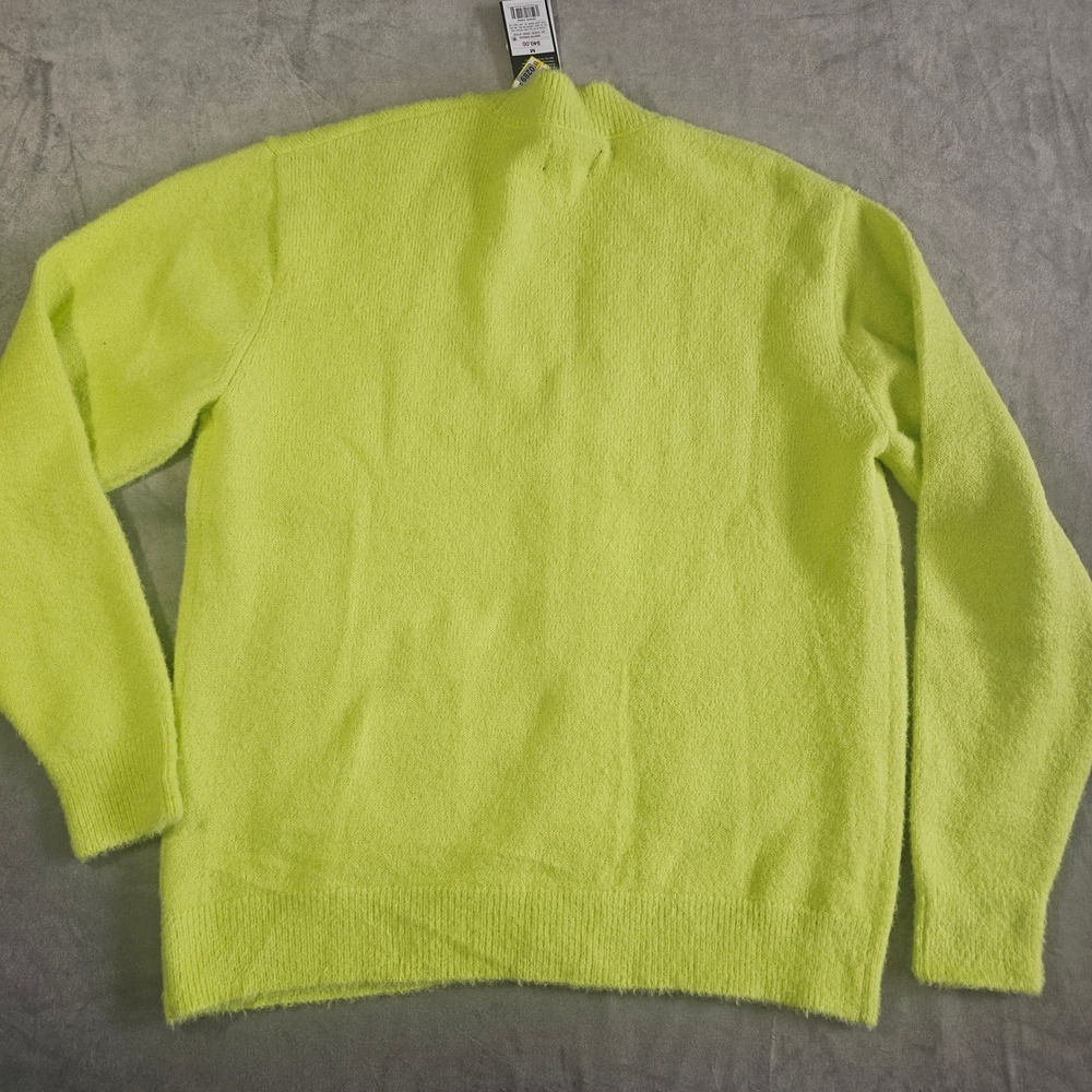 Original Use Mens Oversized Cardigan Lime Green Fuzzy Knit Button Front medium - Picture 2 of 7